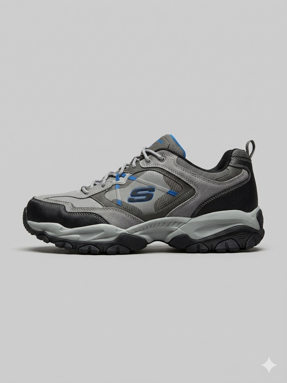 Skechers Men's Gray, Black & Blue Trail Sneaker